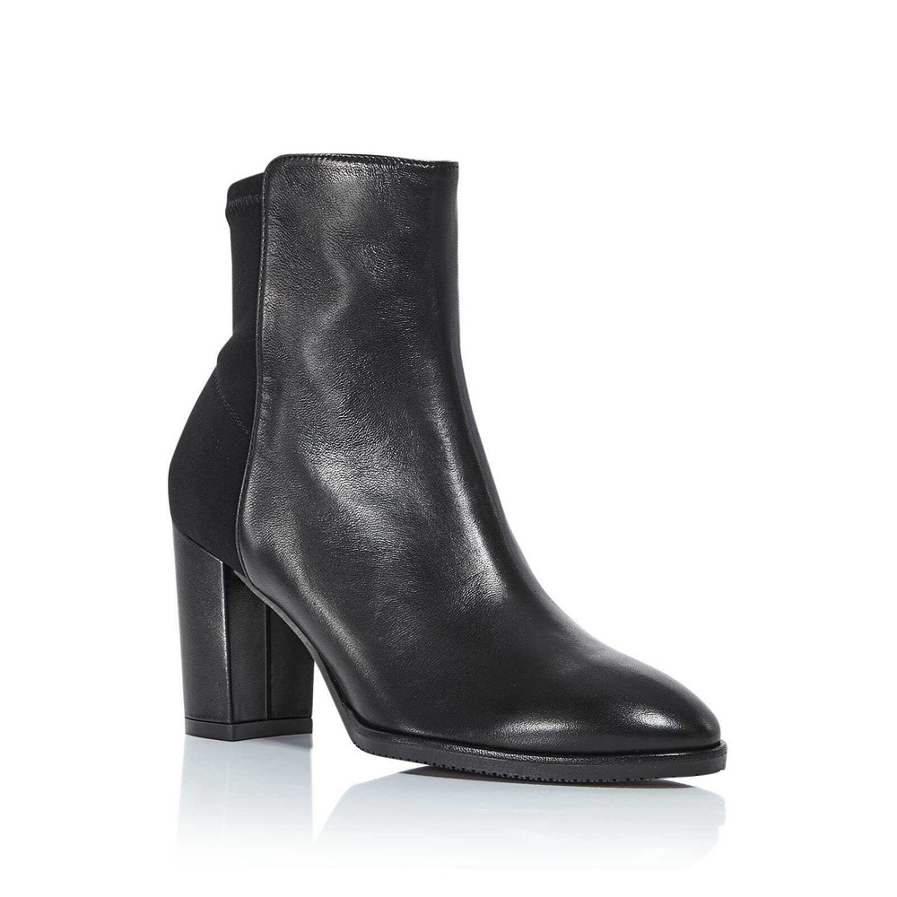 Stuart Weitzman Sleek Black Leather Booties